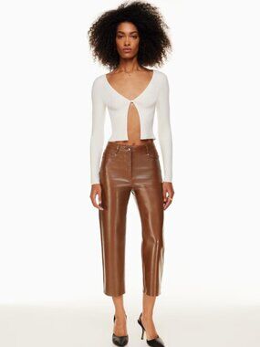 *Wilfred Melina Cropped Pant Vegan Leather Cognac Aritzia Size 2
